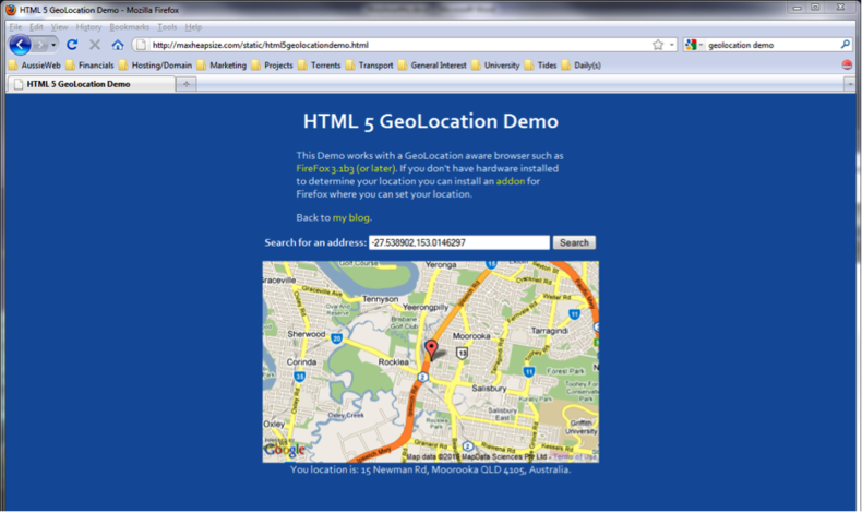 Figure 4 - Geolocation API behaviour in Firefox