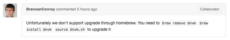 Unfortunately we don't support upgrade through homebrew.